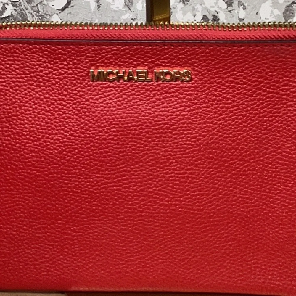 Michael Kors Red Wristlet Pebbled Leather